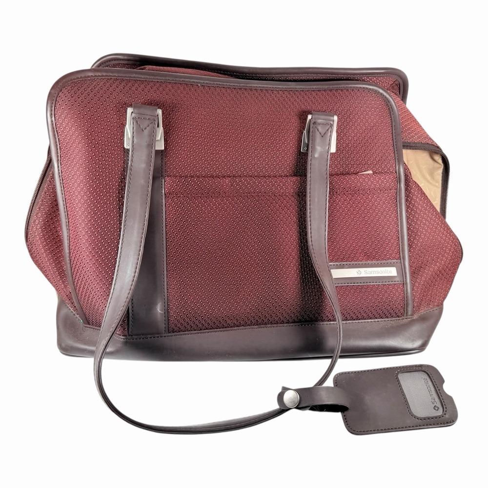 Samsonite BurgundyW/ faux leather Briefcase - Laptop  Carry Bag‎ 16" X 12" EUC
